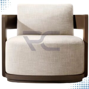 Kursi Lounge Minimalis Premium Kayu Solid & Kain Linen