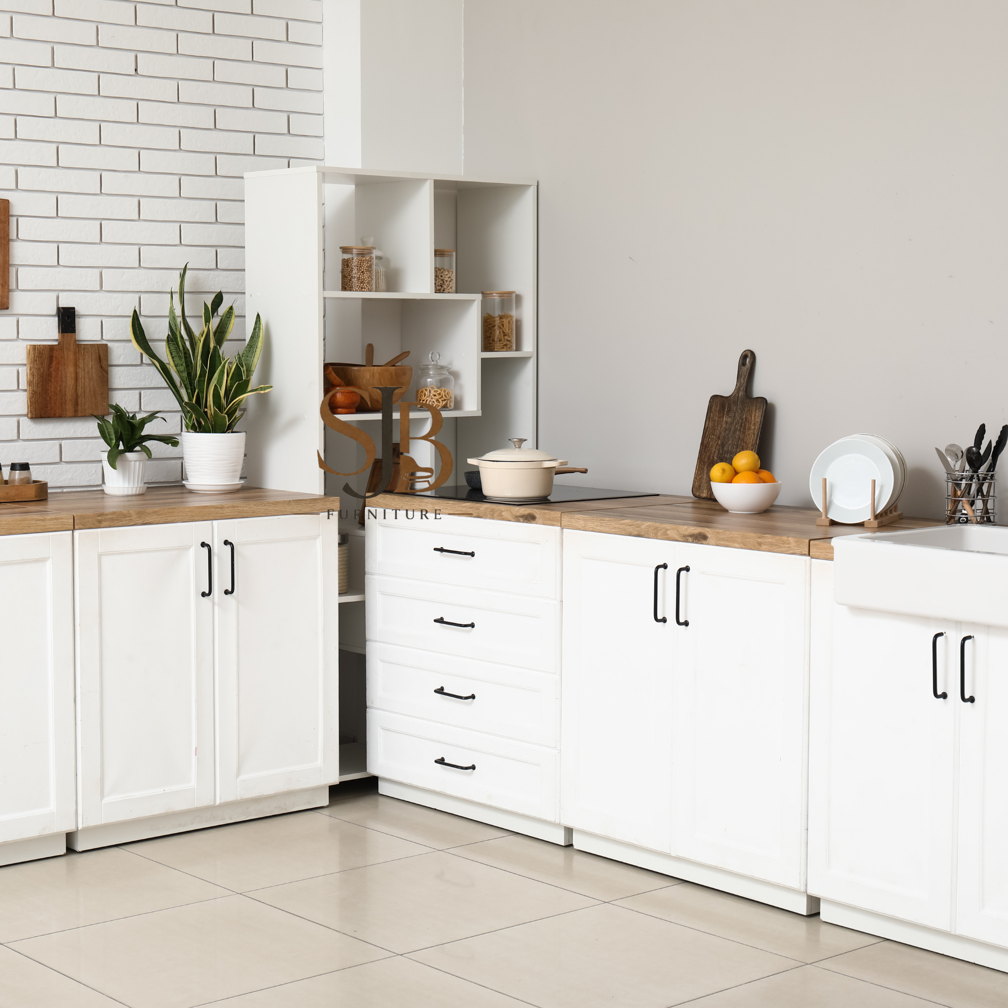 kitchen set minimalis modern l shape kombinasi putih & kayu natural kitchen set minimalis modern l shape kombinasi putih & kayu natural
